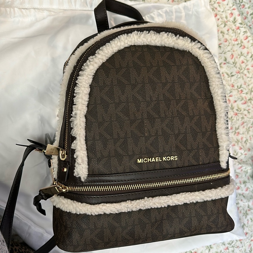 Michael Kors Backpack with sheep fur on the trims